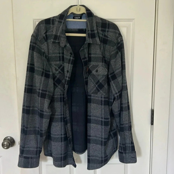 Chaps flannel button-down shirt size XXL gray and black casual pockets in front - Picture 3 of 8